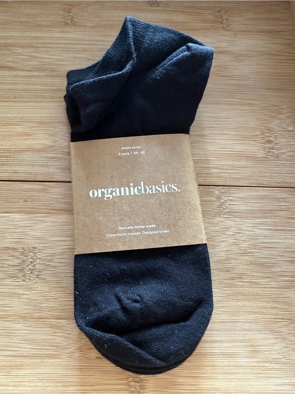 Organic Basics Black Ankle Socks - Men's - 2 Pair (39-42)